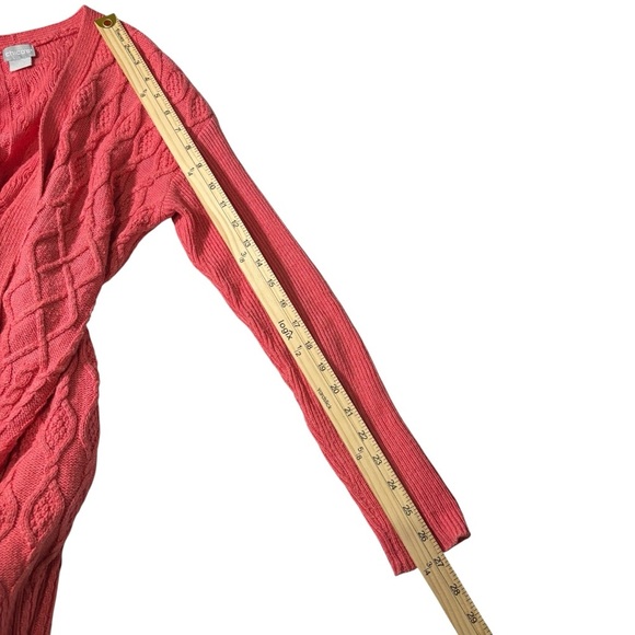 Chico’s Open Front Cable Knit Cardigan Sweater Size S Cashmere Wool Blend Cozy - Picture 15 of 16